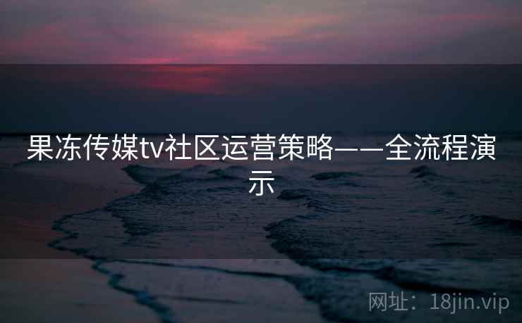 果冻传媒tv社区运营策略——全流程演示  第2张